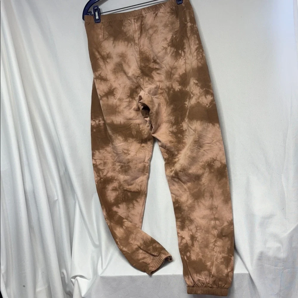 LACAUSA Earthy brown stretchy jogger cotton spandex  Tie-Dye Pants - Picture 4 of 9